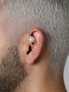 S curve silver ear cuff with a pearl