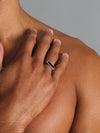 Silver Signet Ring with Black Enamel
