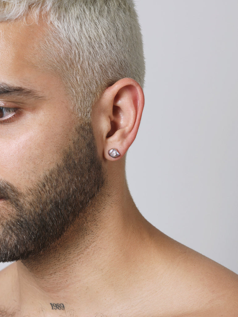 Shadow Pearl Stud Earrings, Sterling Silver Posts.