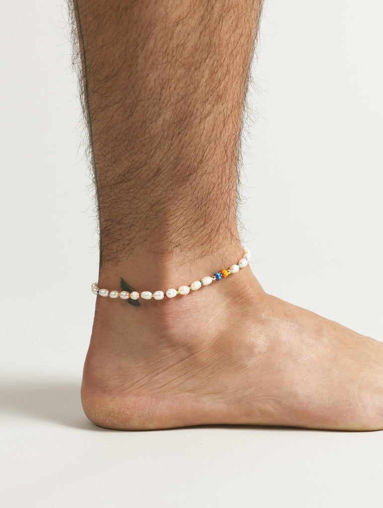 Pearl Spectrum Anklet, Gold Plated.
