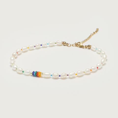 Pearl Spectrum Anklet, Gold Plated.