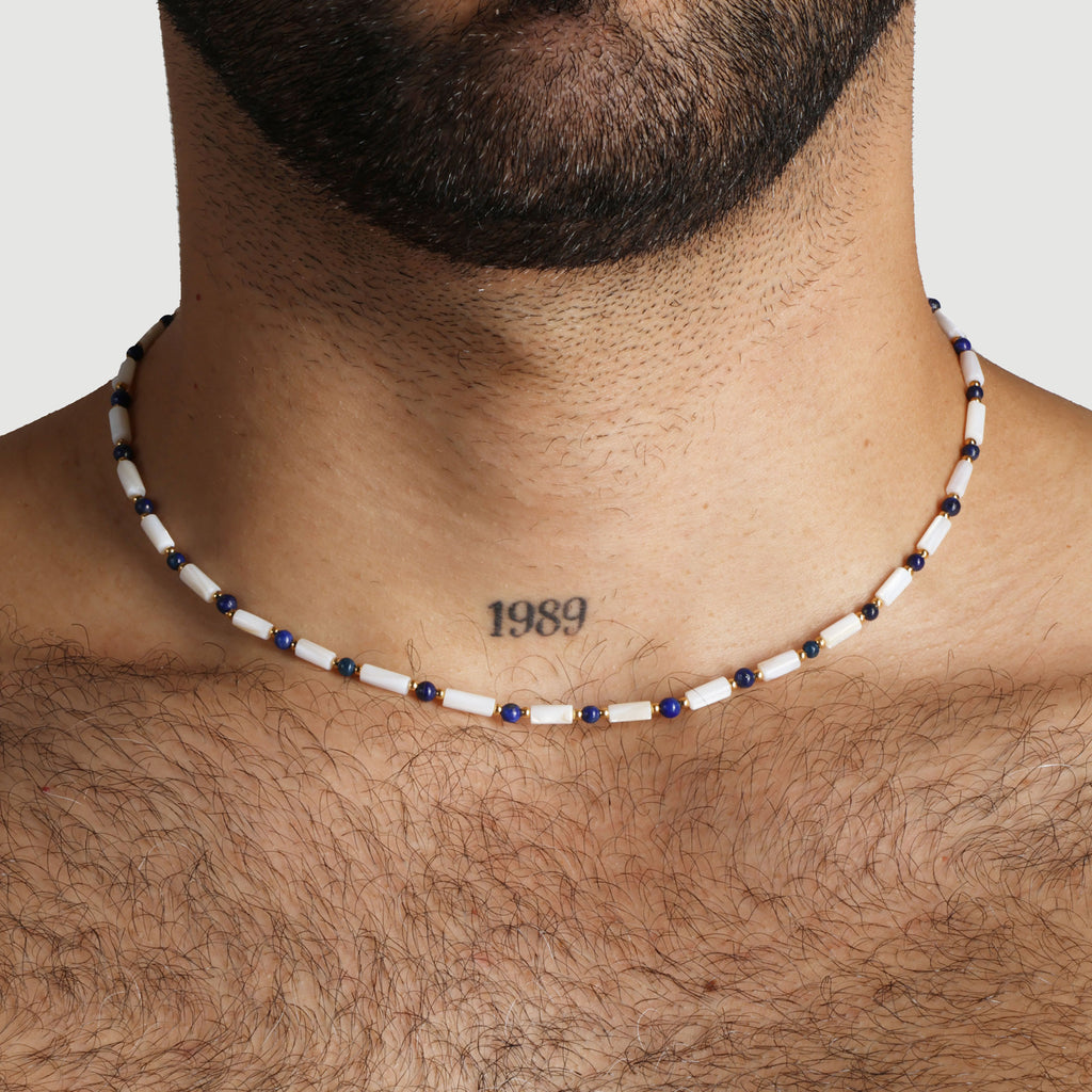 Santorini Beaded Necklace, Selenite.