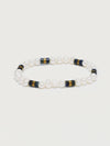 Pearl Bracelet with Lapis and Gold Plated Barrel Beads
