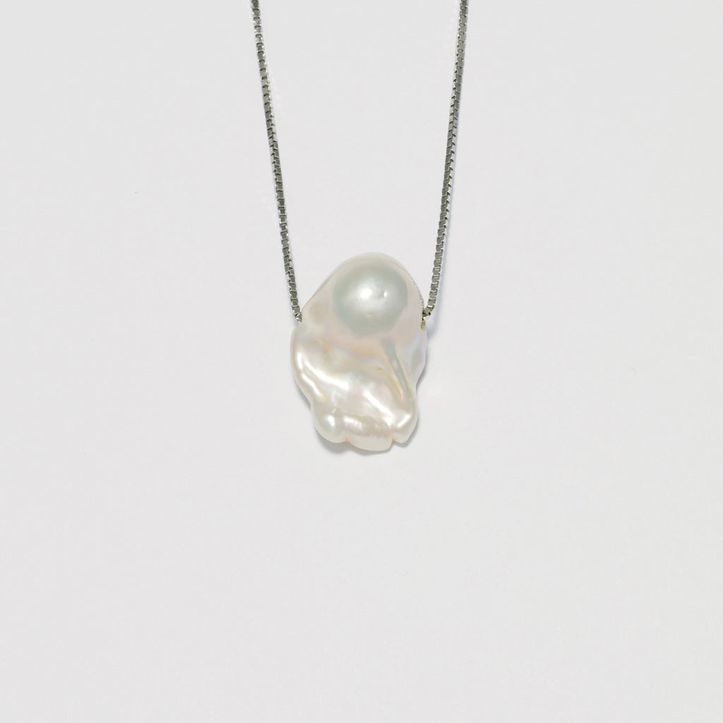 B. Pearl, Silver Box Chain.