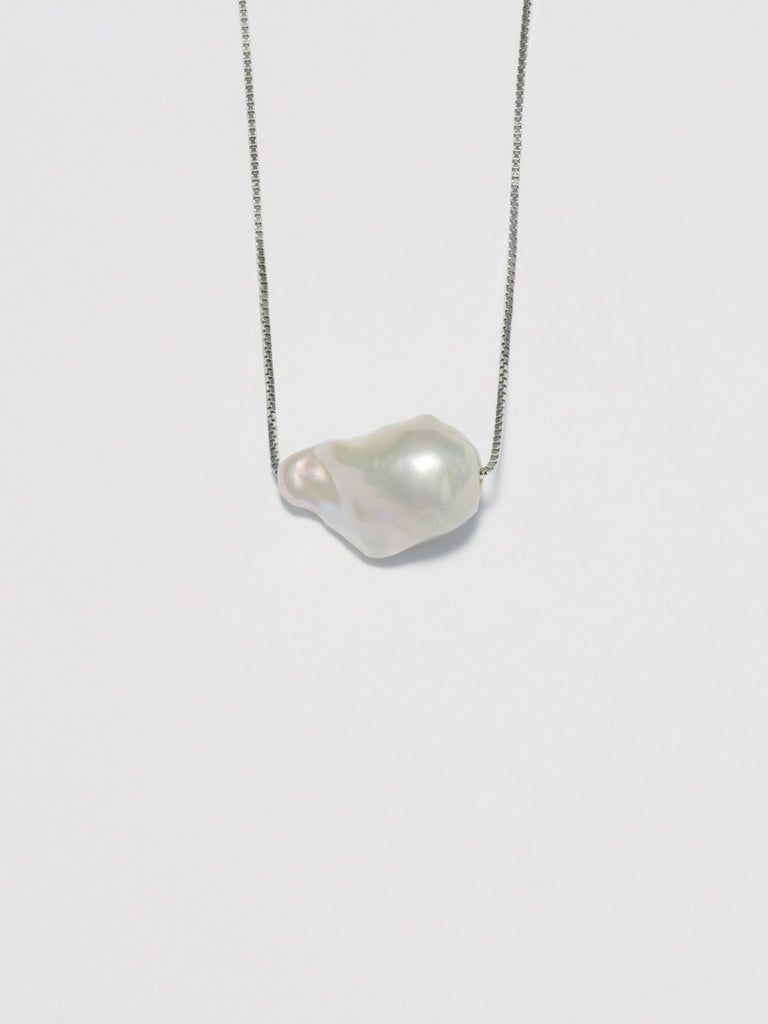 B. Pearl, Silver Box Chain.