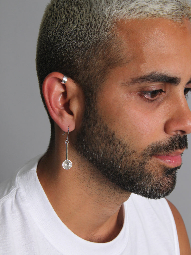 Steam Earring, White Gold Plated.