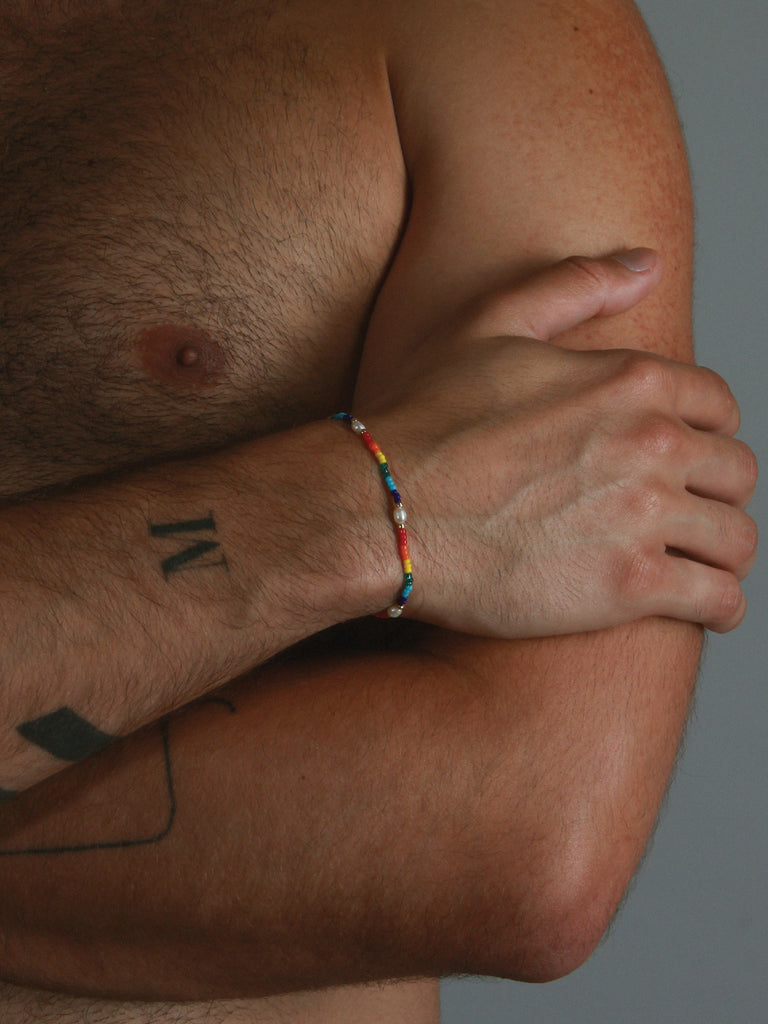 Pearl Rainbow Bracelet, Elastic.