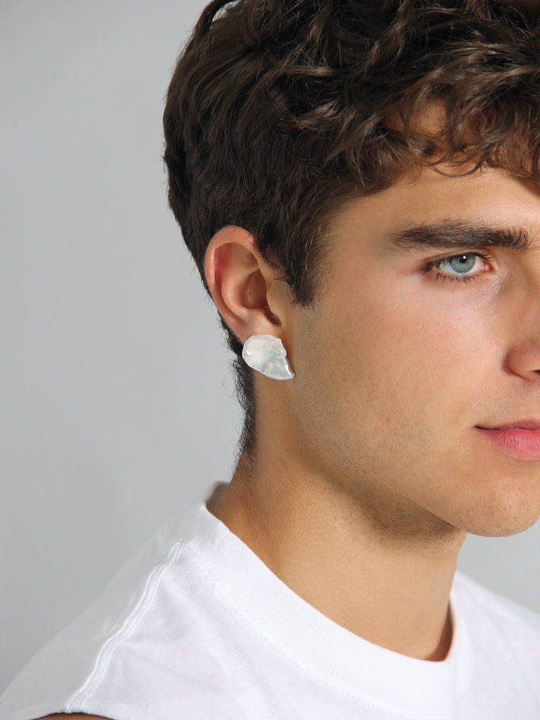 B. Pearl Petal Earring, Sterling Silver Post.