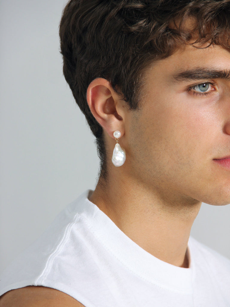 B. Pearl Drop Earring, Sterling Silver Post.