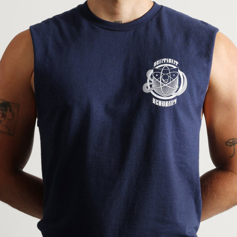 Sentient Academy Merch, Navy Sleeveless Tee.