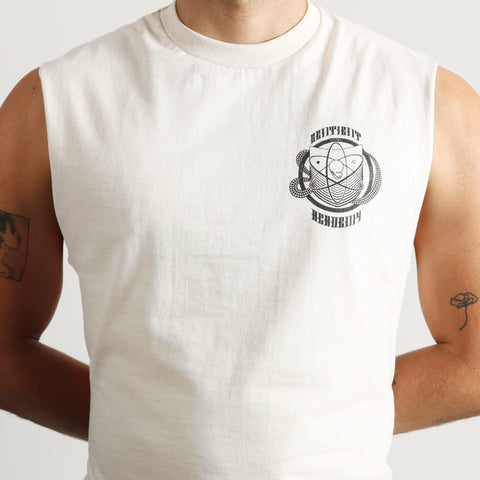 Sentient Academy Merch, Ivory Sleeveless Tee.