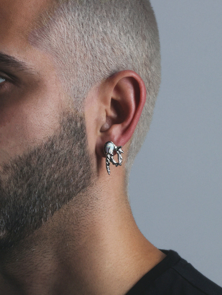Annihilation Ear Cuff, Sterling Silver Opal.
