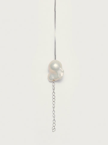 B. Pearl Bracelet, Silver Box Chain.