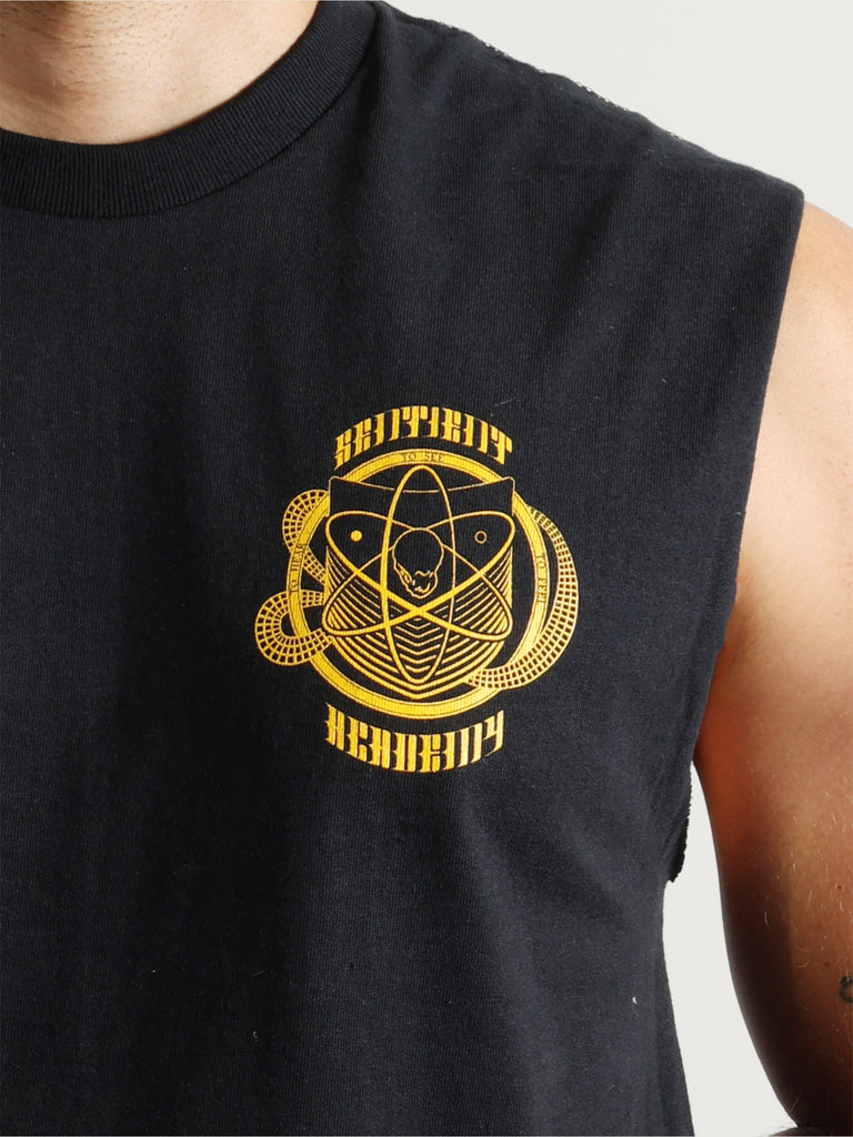 Sentient Academy Merch, Black Sleeveless Tee.