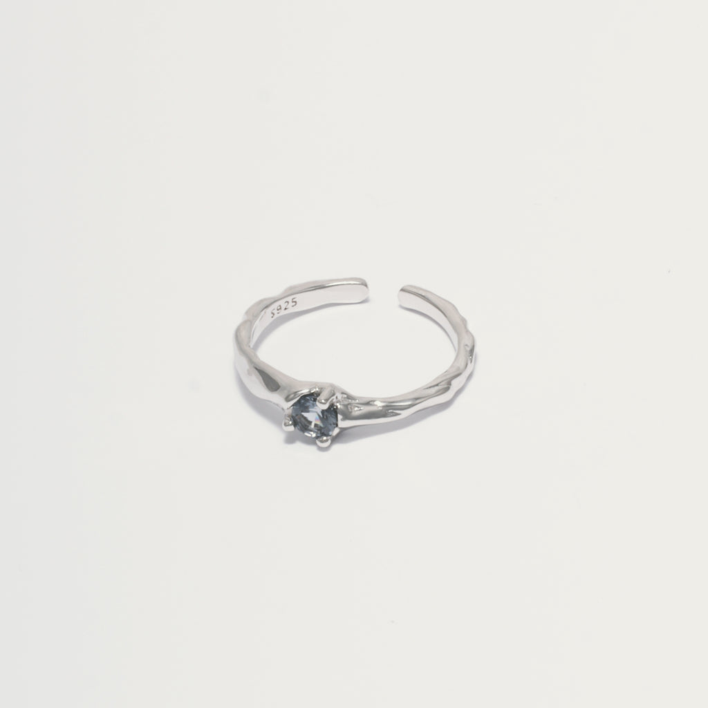 Blue Promise Ring, Sterling Silver.