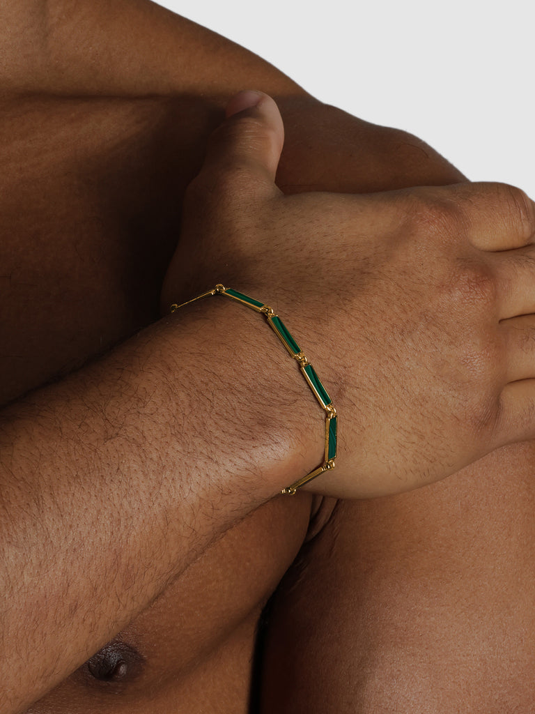 Earthscape Bracelet, Malachite Gold Vermeil.