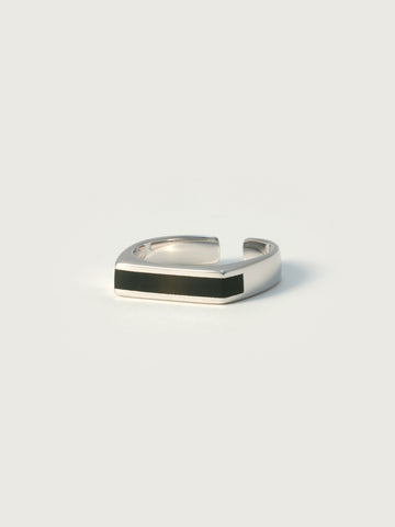Thin signia ring with long black rectangle in the front