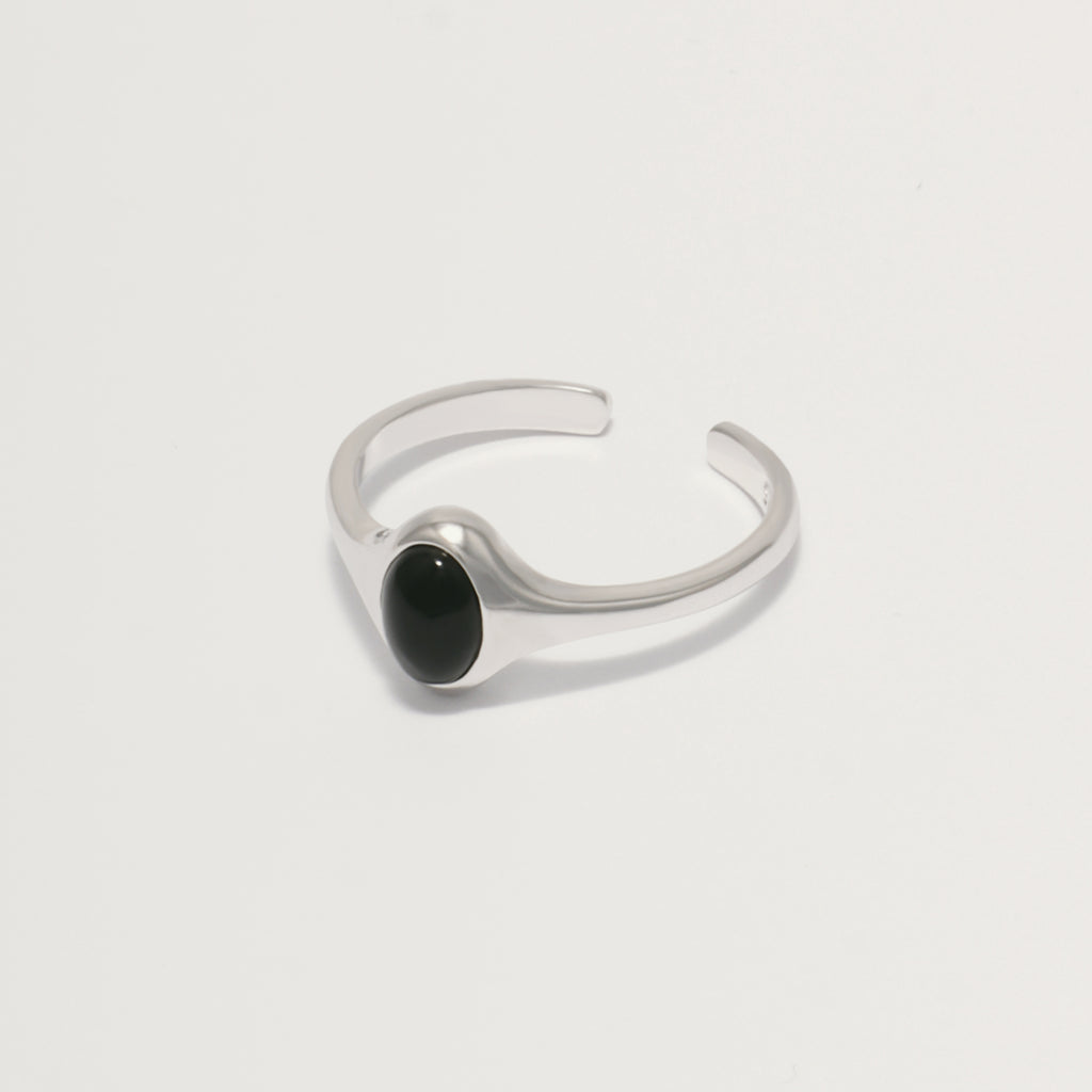 Ion Signet Ring, Onyx Silver.