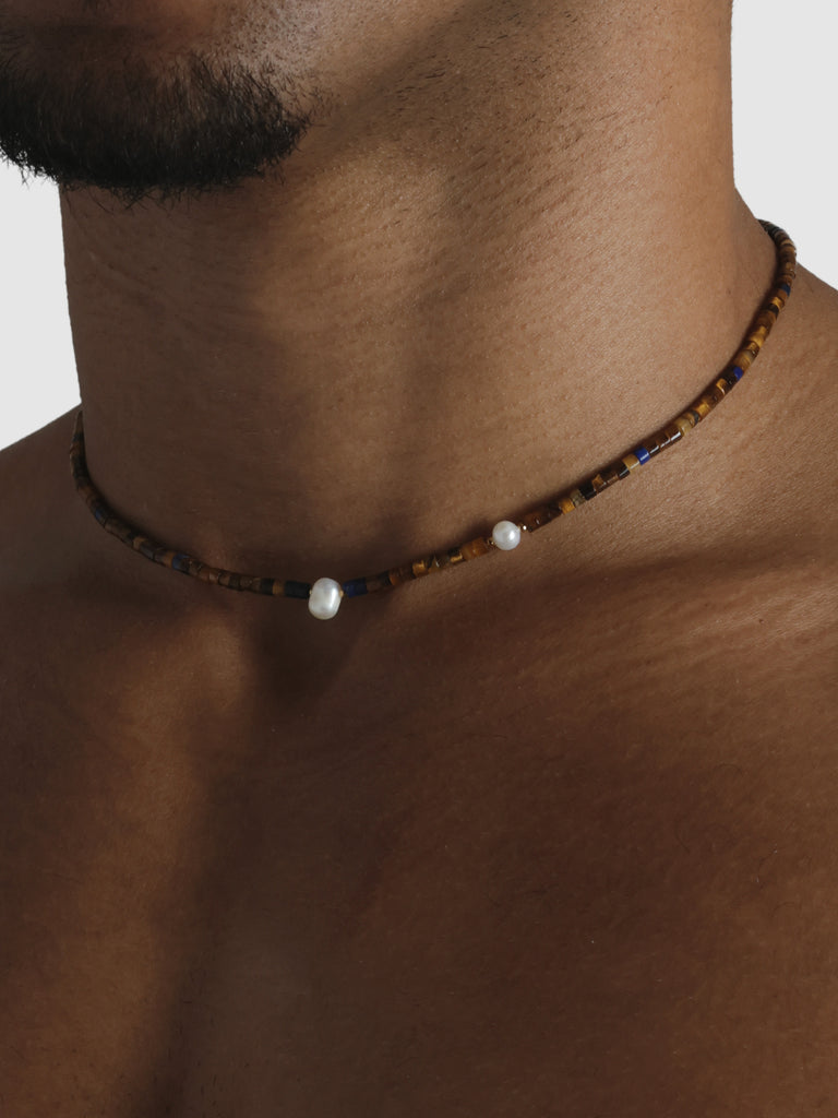 Mauritius Beaded Necklace, Tiger's Eye.