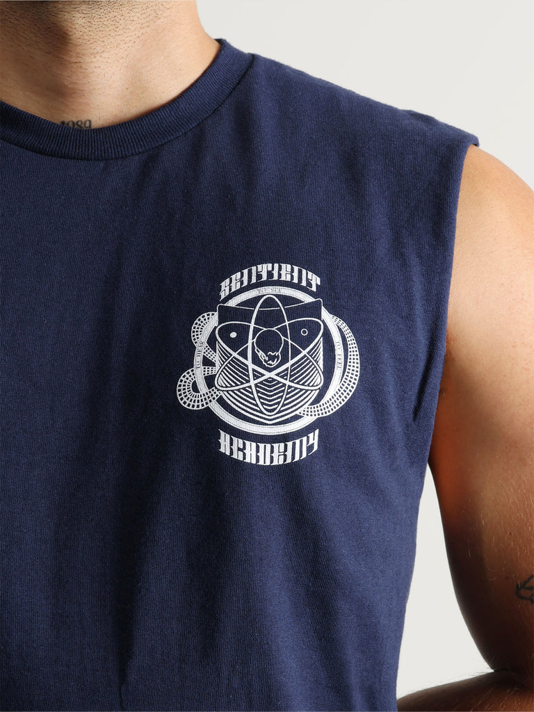 Sentient Academy Merch, Navy Sleeveless Tee.