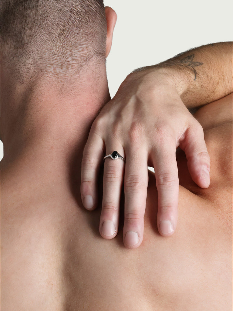 Ion Signet Ring, Onyx Silver.