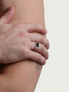 Offset Signet Ring, Black Enamel Silver.