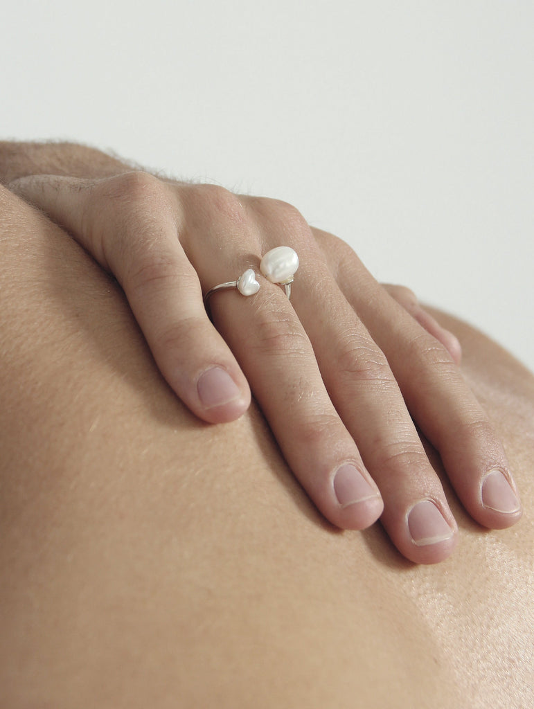 B. Pearl Duo Ring, Sterling Silver.