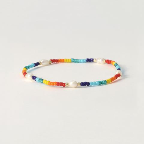 Pearl Rainbow Bracelet, Elastic.