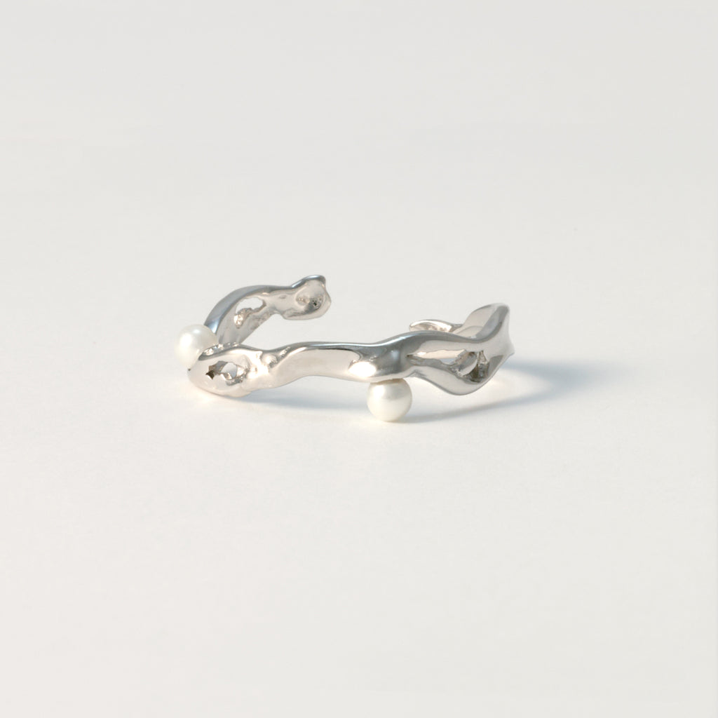 Pearl Wave Ring, Sterling Silver.