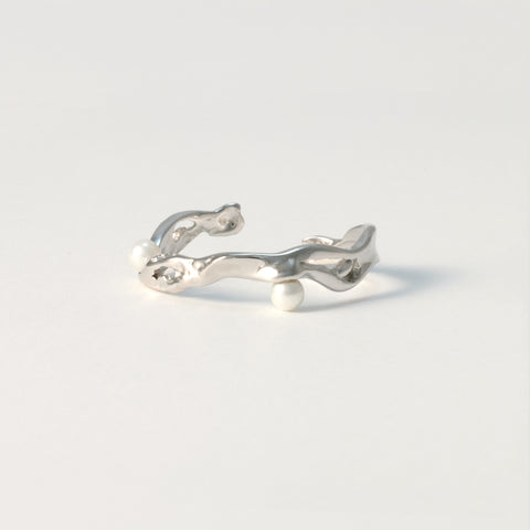 Pearl Wave Ring, Sterling Silver.