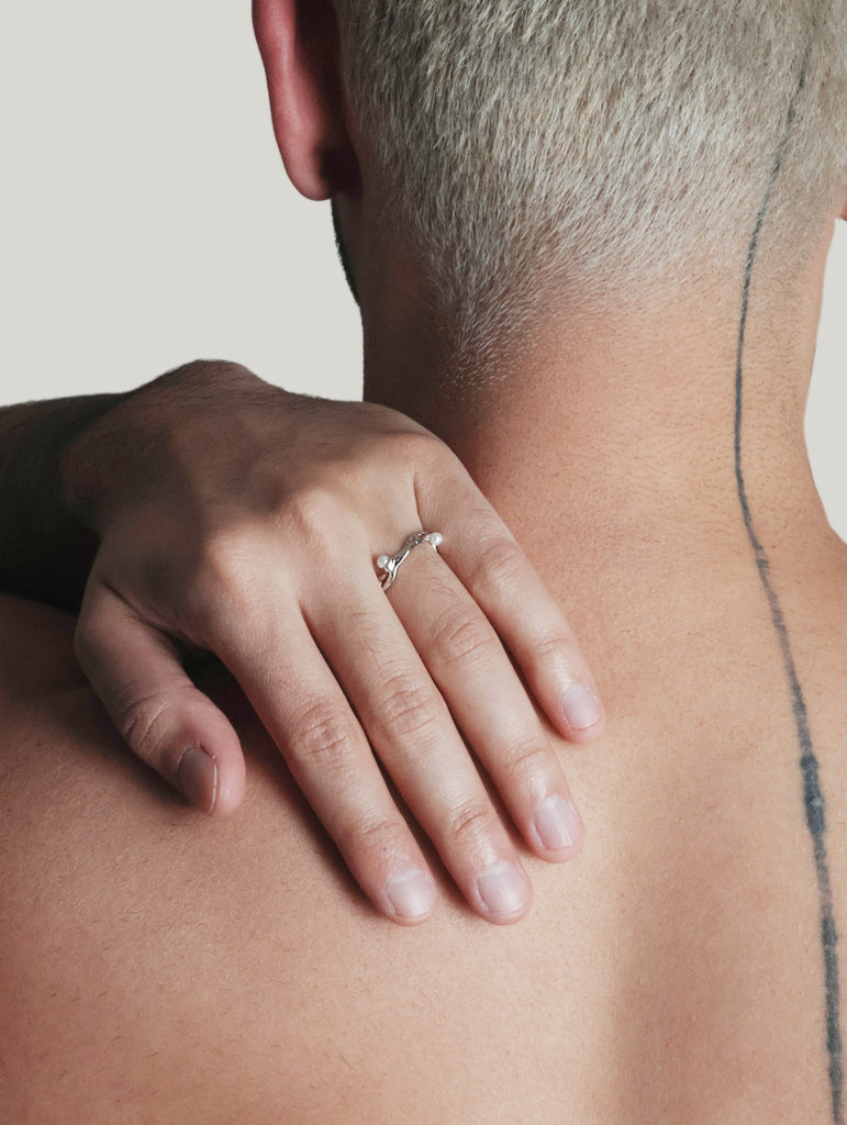 Pearl Wave Ring, Sterling Silver.