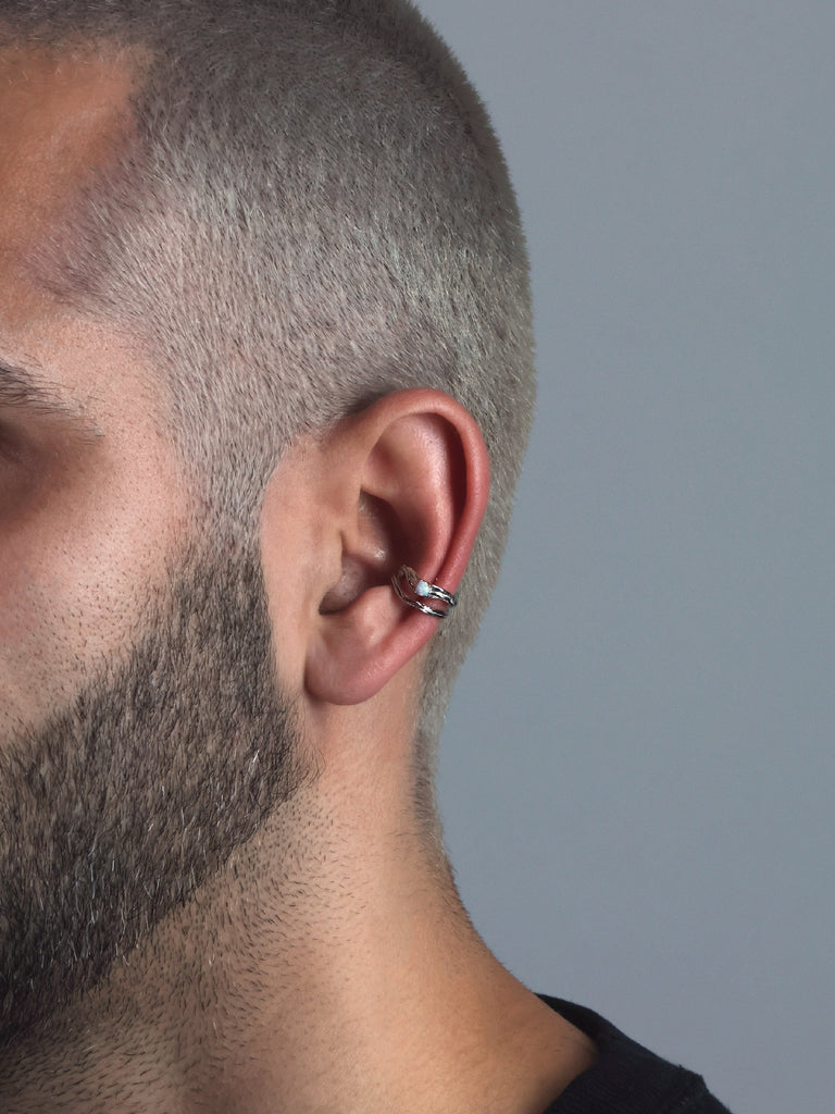 Shimmer Ear Cuff, Sterling Silver Opal.