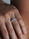 Foil texture silver ring with blue enamel